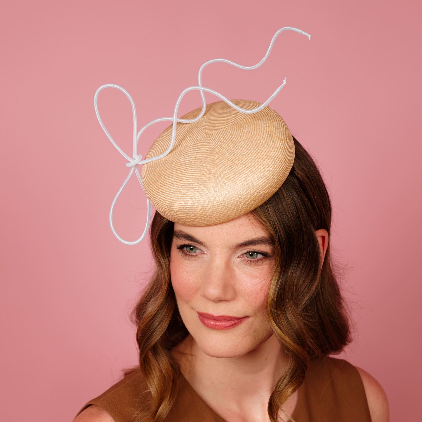 Vespa Straw Button Beret with Floating Crinoline Bow