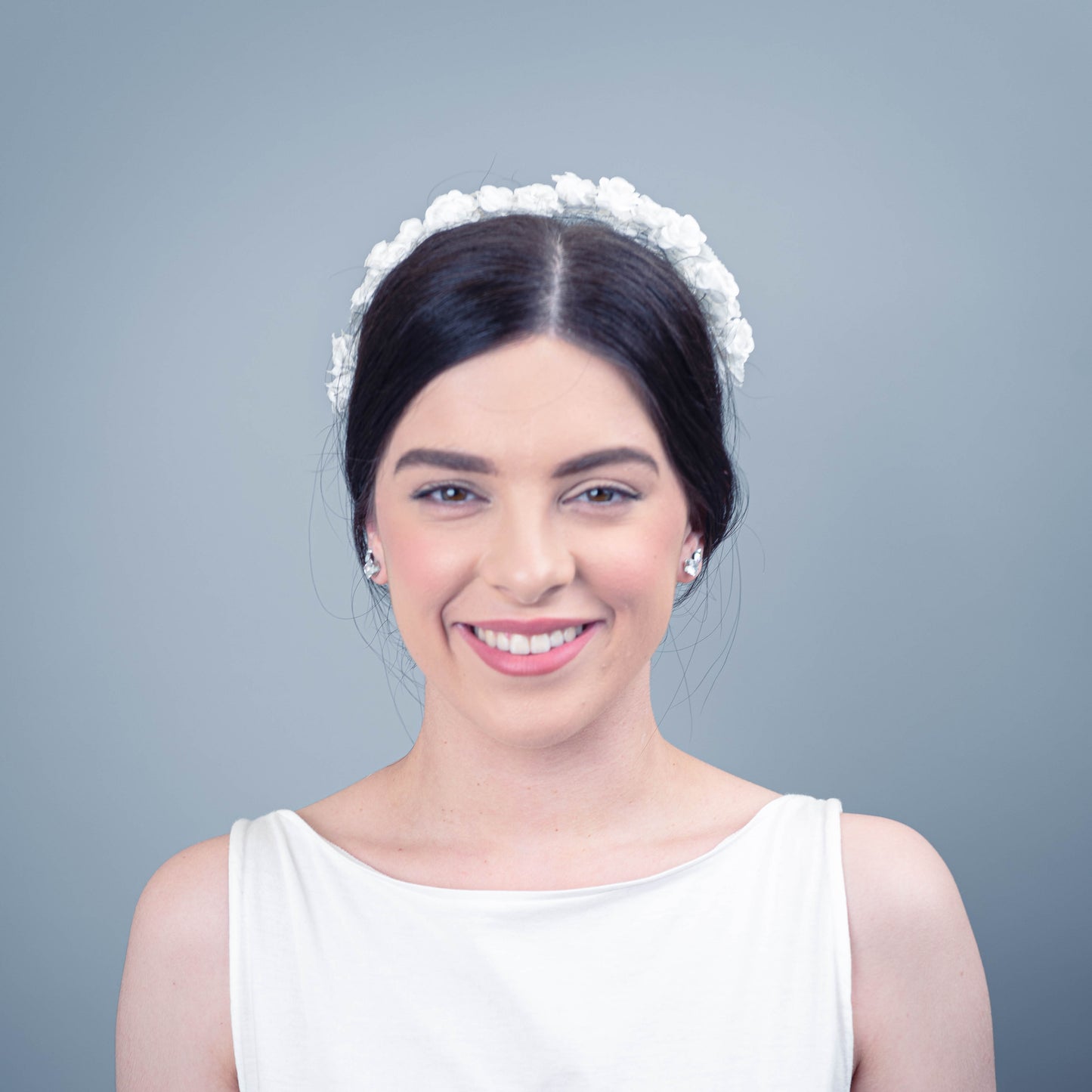 Sweetest Devotion back of head floral headpiece