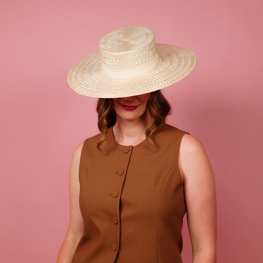 Alexandra Straw Boater in Cream