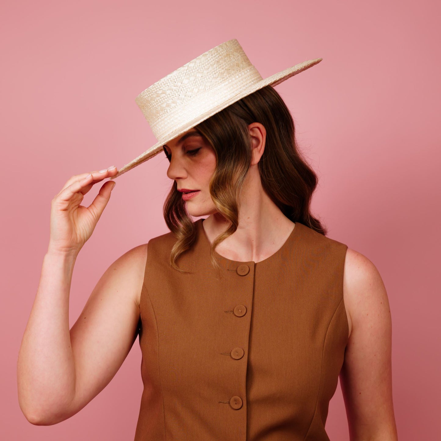 Alexandra Straw Boater in Cream