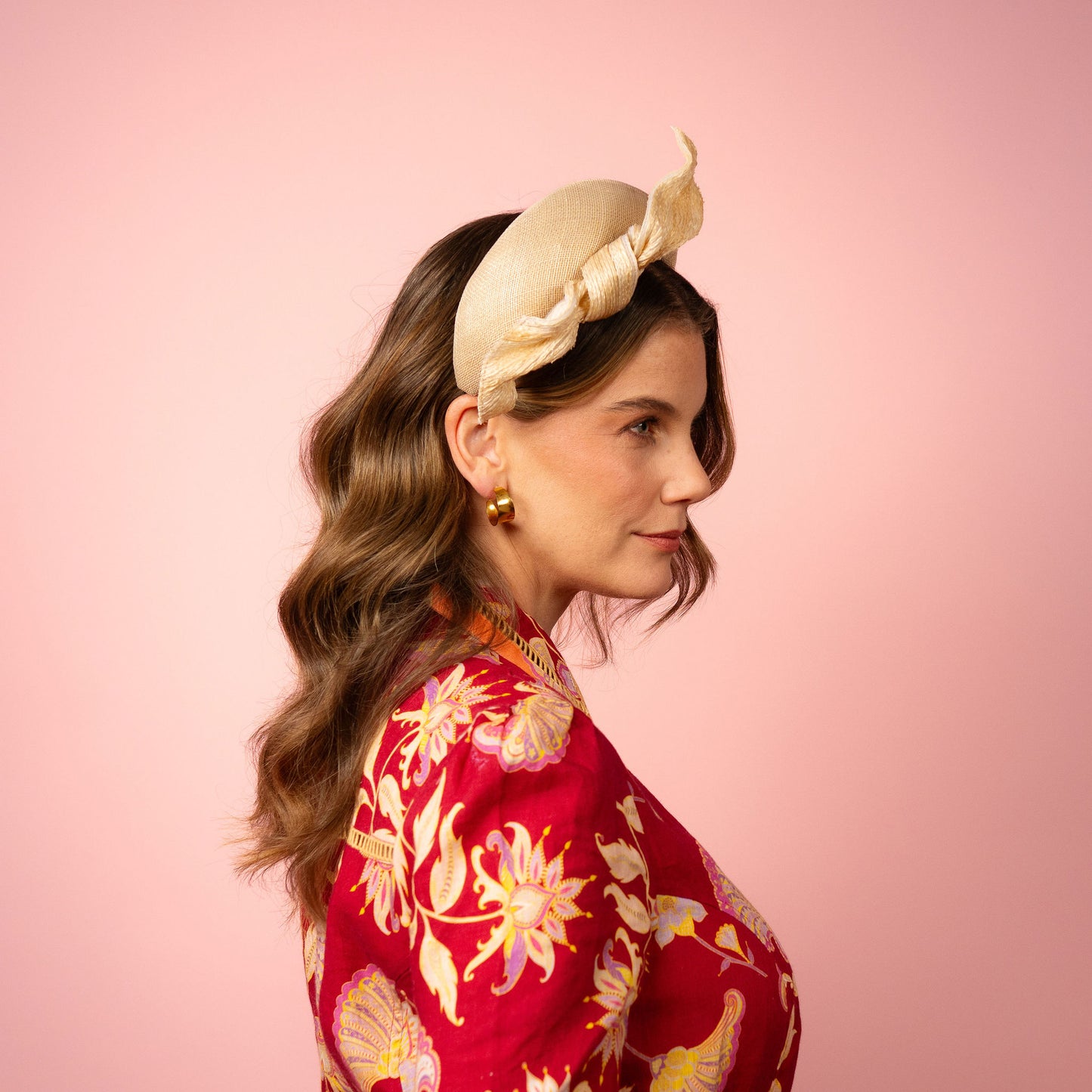Ash Headband in Cream Straw with Braid Knot Spring Racewear Headpiece