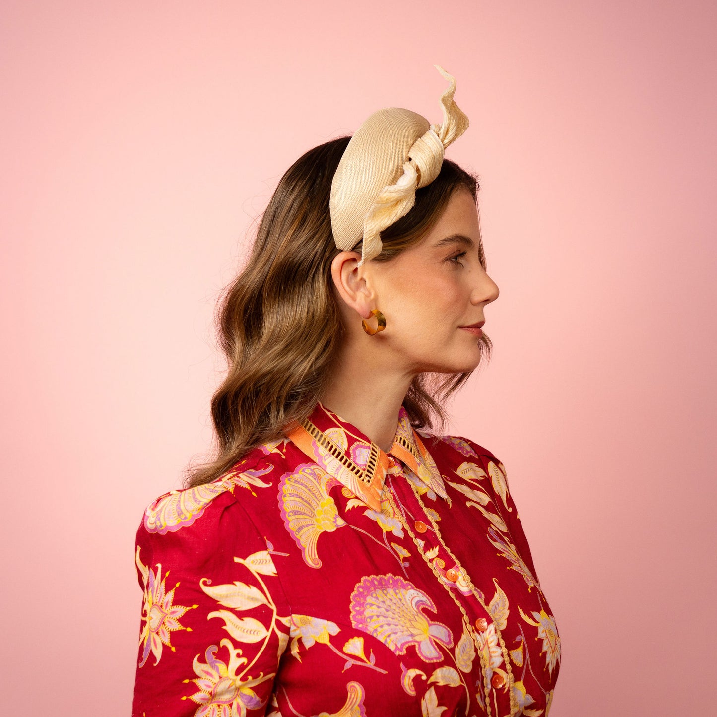 Ash Headband in Cream Straw with Braid Knot Spring Racewear Headpiece