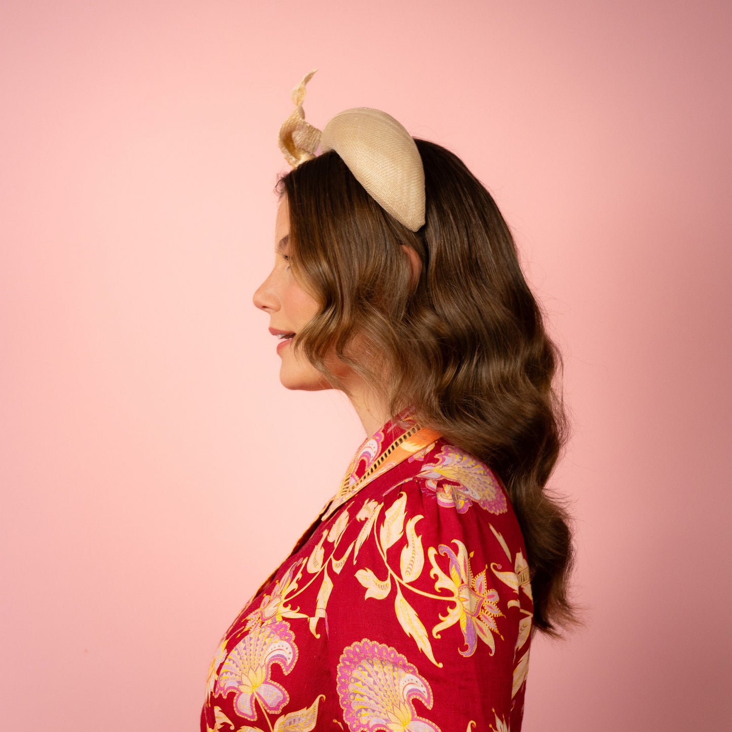 Ash Headband in Cream Straw with Braid Knot Spring Racewear Headpiece