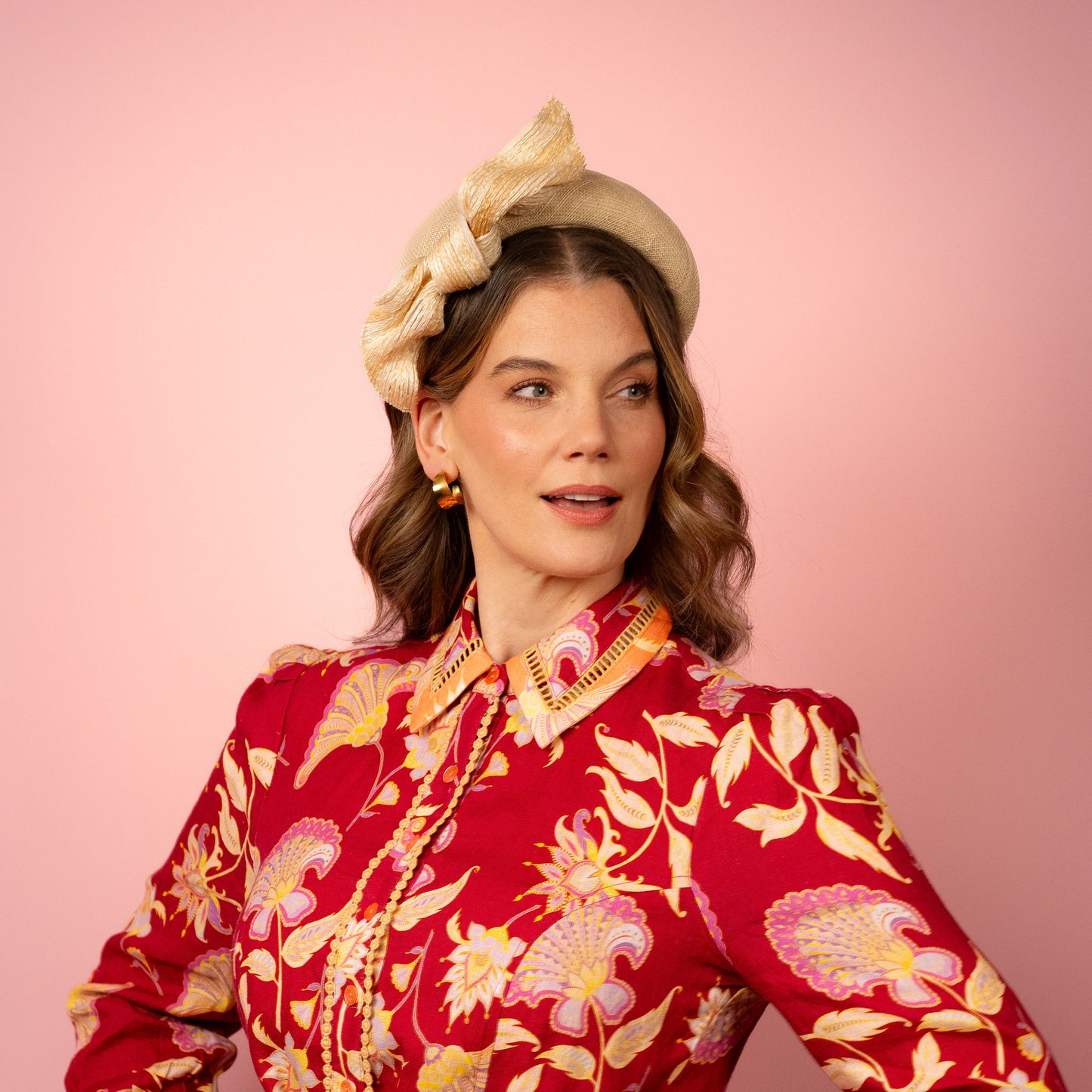 Ash Headband in Cream Straw with Braid Knot Spring Racewear Headpiece