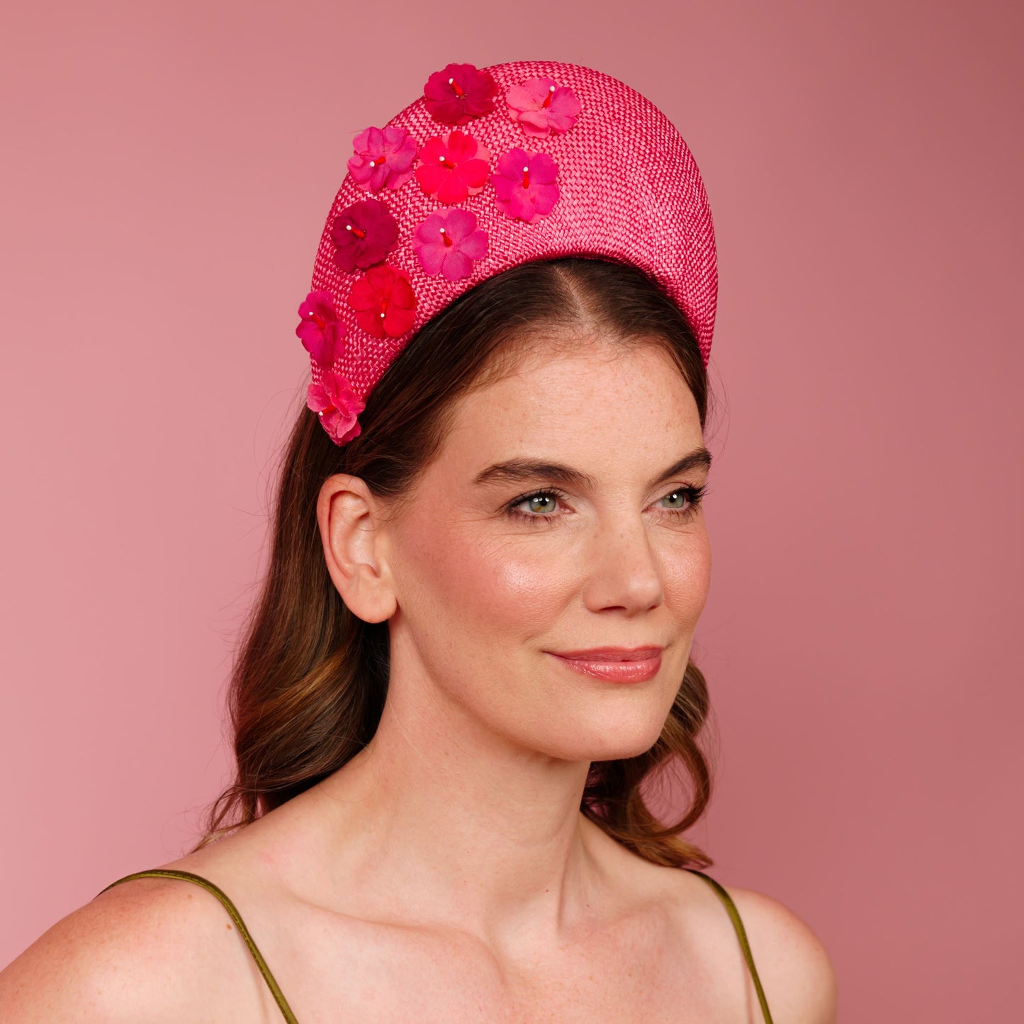 Aurora Halo in pink with gradient floral trim