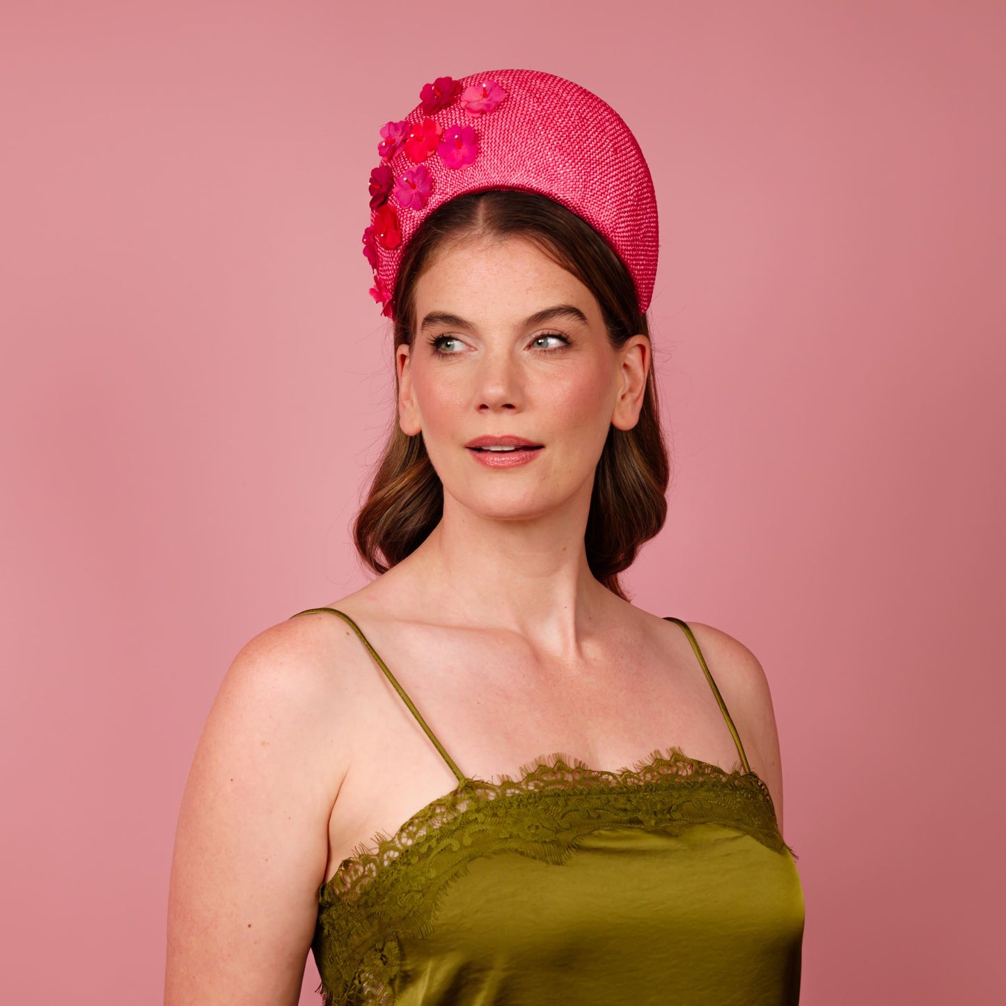 Aurora Halo in pink with gradient floral trim