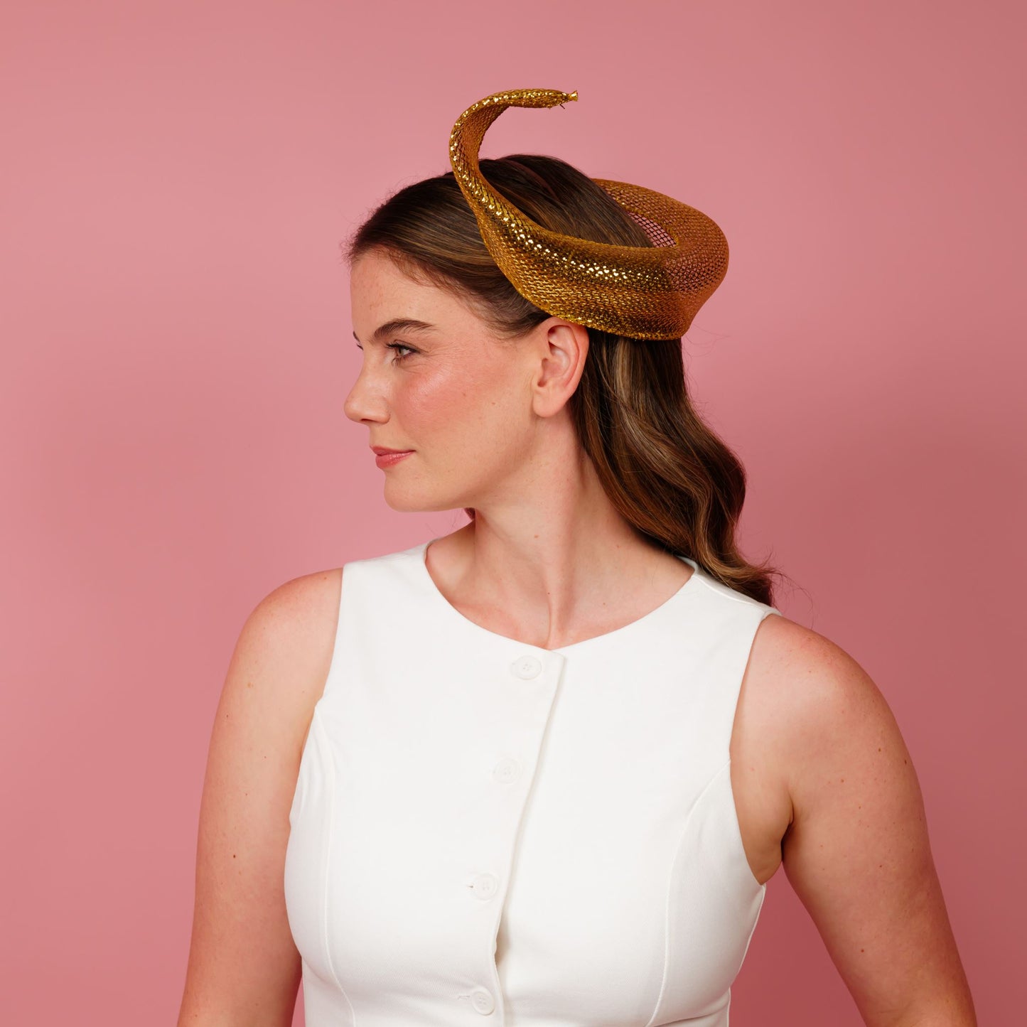 Awa headpiece in gold crinoline