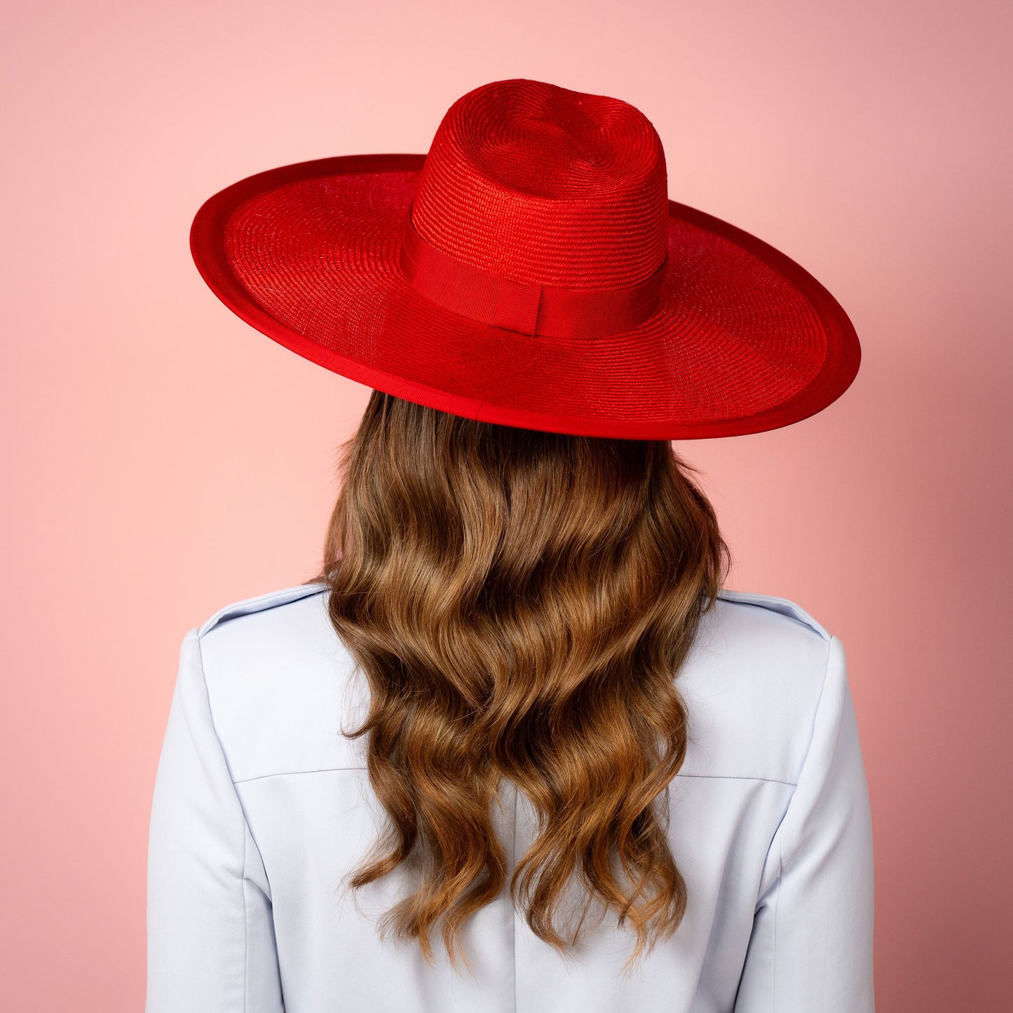 Carmen wide brimmed fedora hat in red Spring Racewear Hat