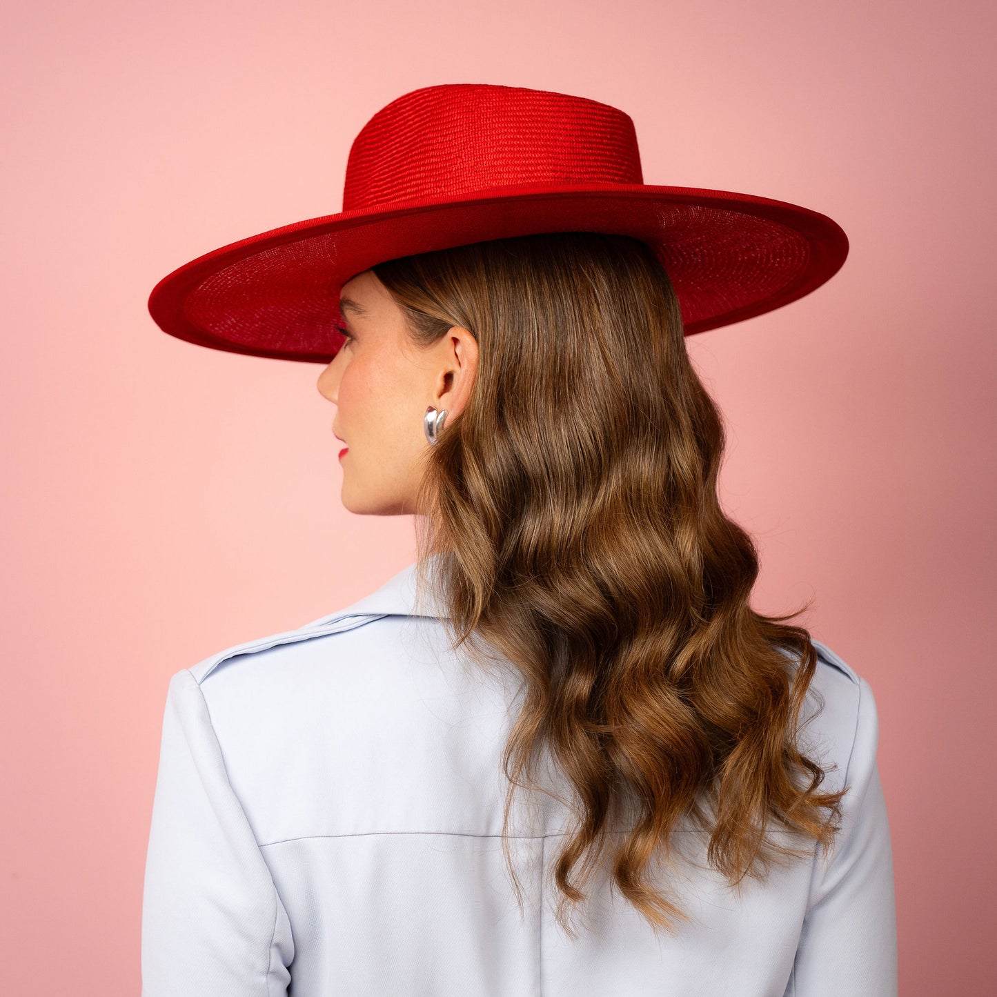 Carmen wide brimmed fedora hat in red Spring Racewear Hat