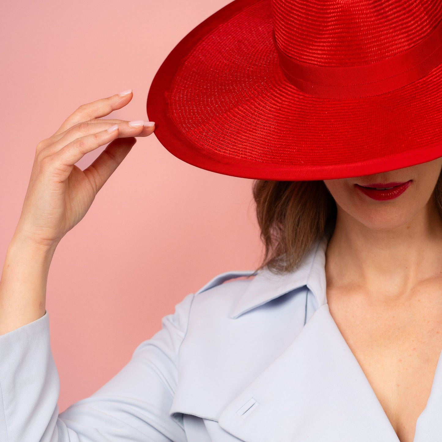 Carmen wide brimmed fedora hat in red Spring Racewear Hat