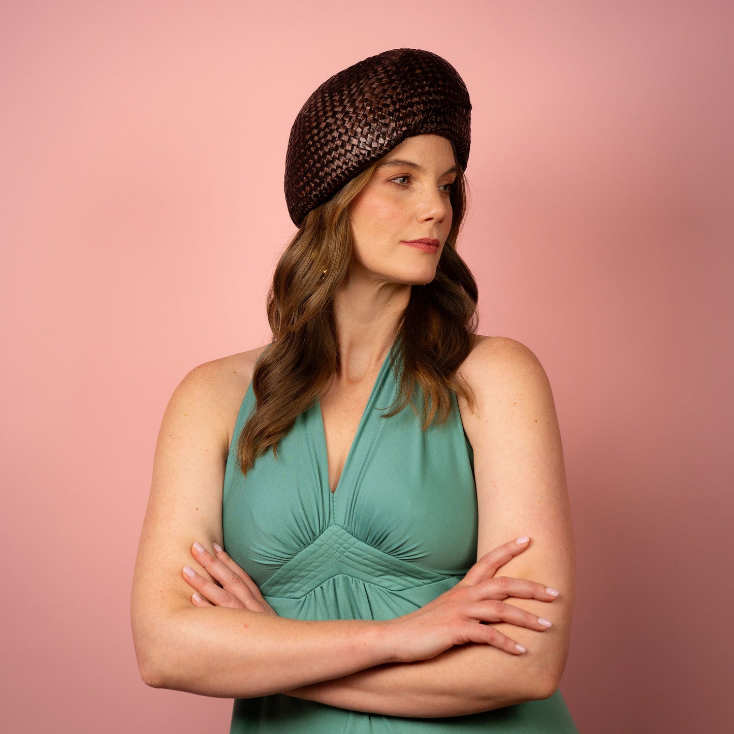 Catani Brown Vintage Swiss Straw Shaped Beret