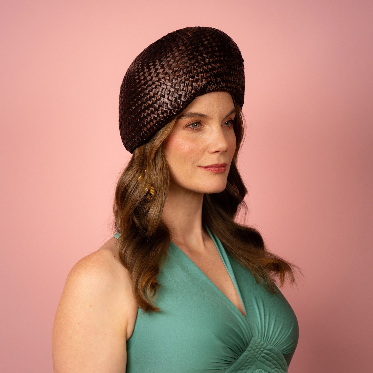 Catani Brown Vintage Swiss Straw Shaped Beret