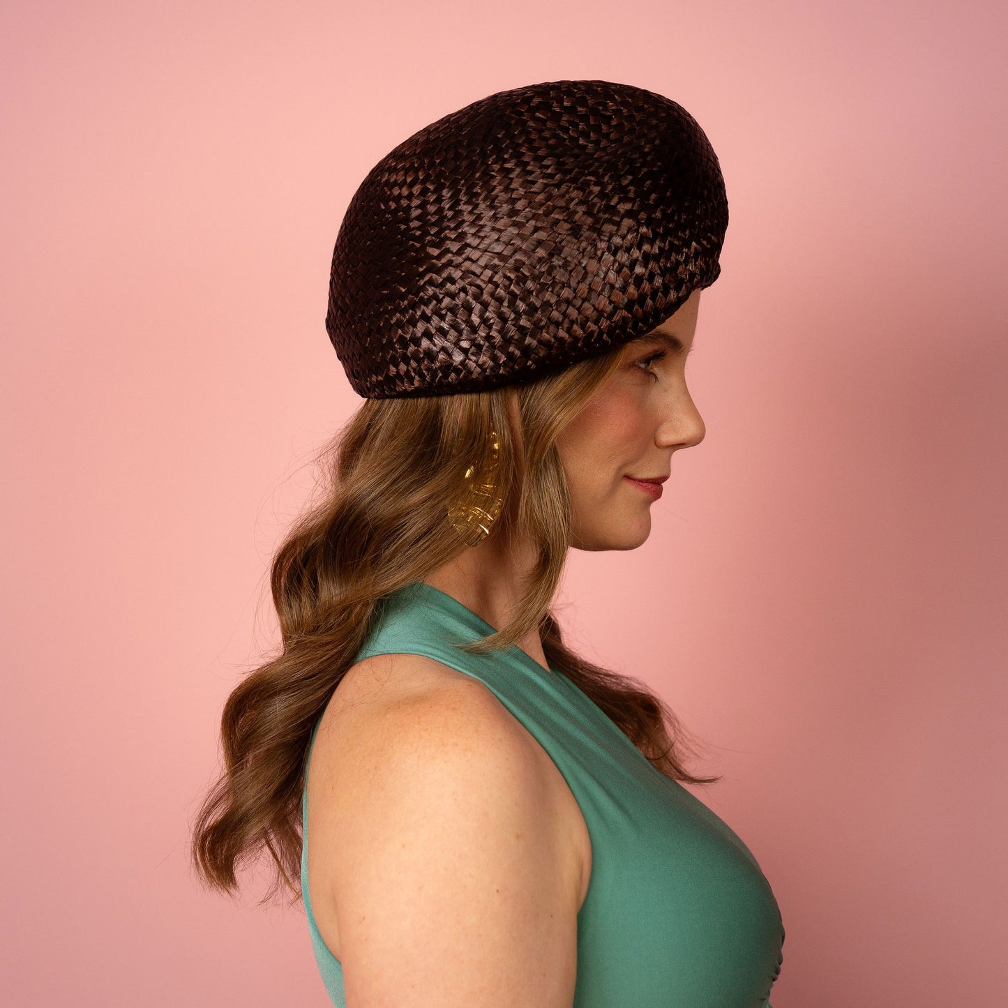 Catani Brown Vintage Swiss Straw Shaped Beret