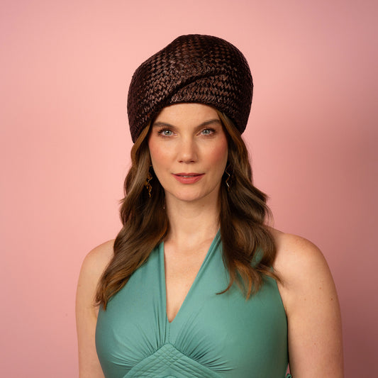 Catani Brown Vintage Swiss Straw Shaped Beret