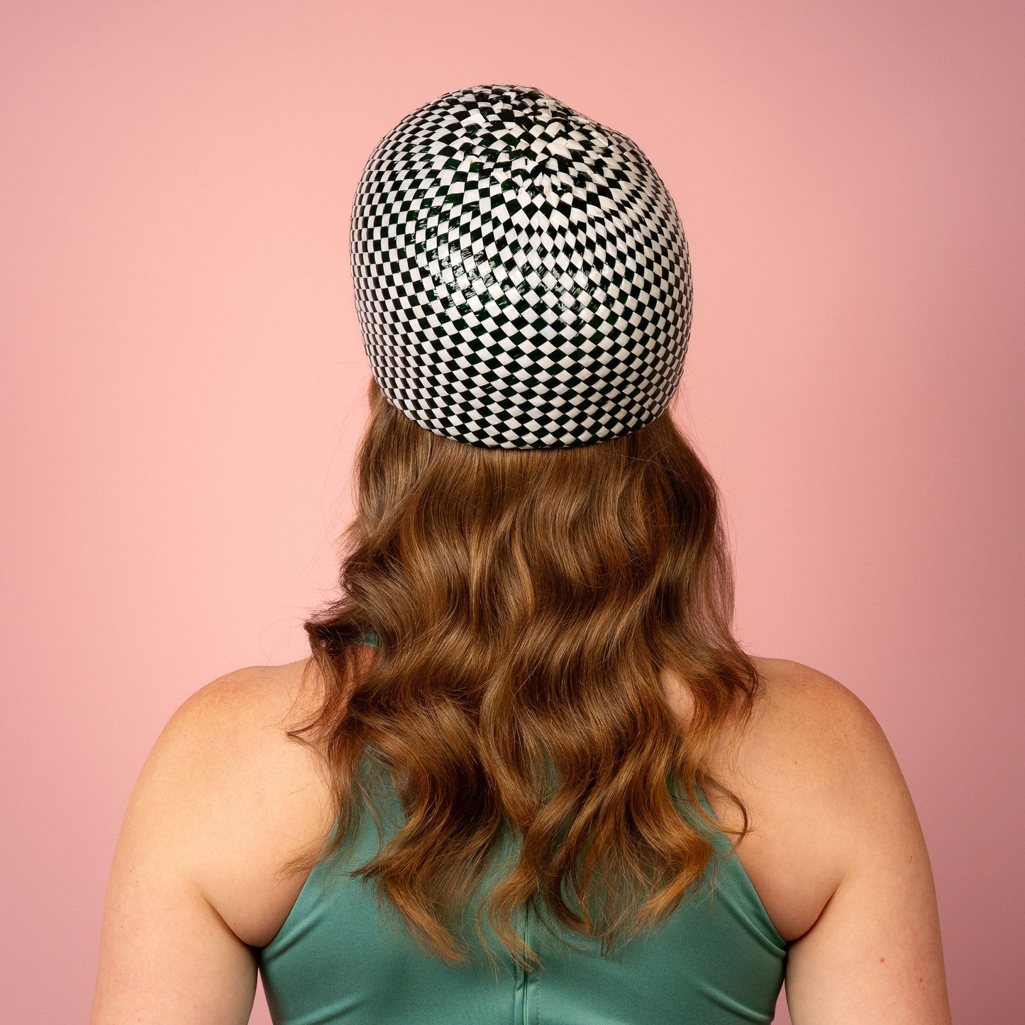 Catani Green and White Vintage Swiss Straw Shaped Beret