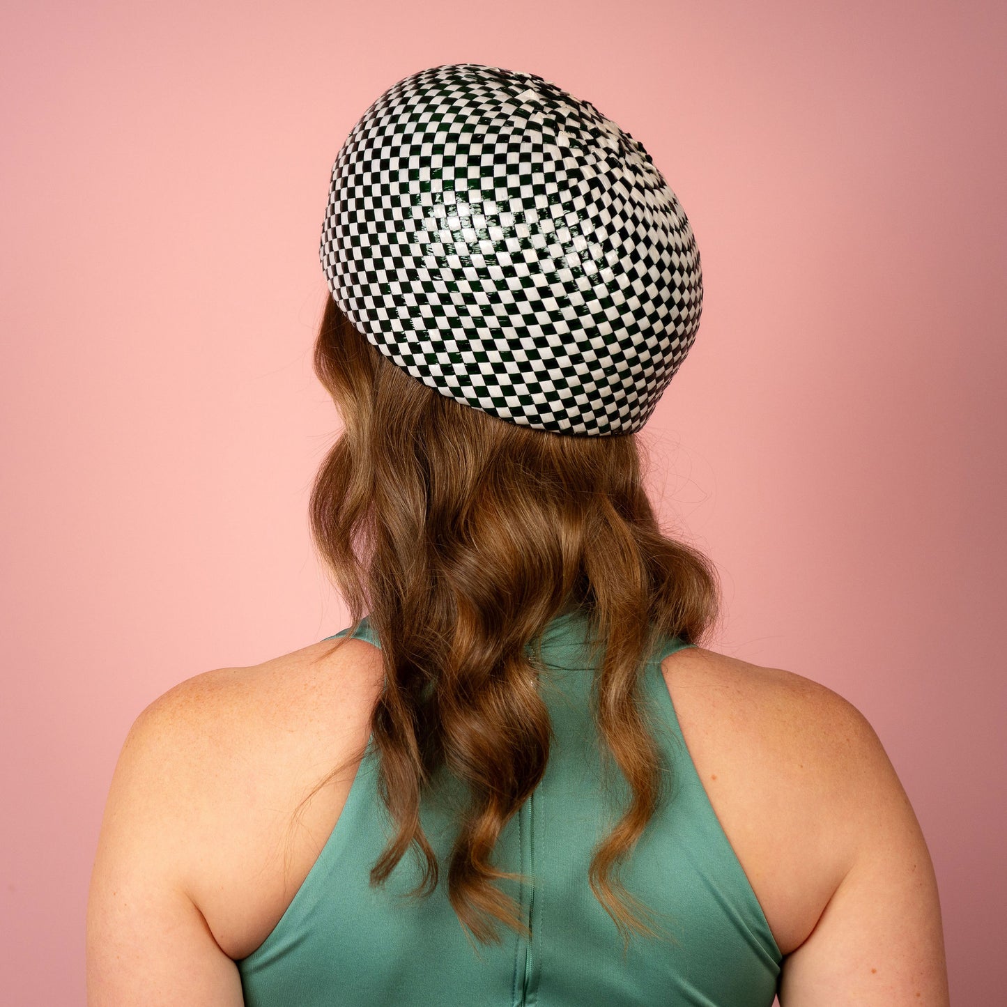 Catani Green and White Vintage Swiss Straw Shaped Beret