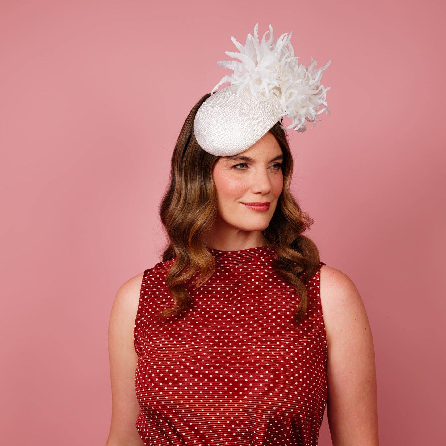 Delphie straw beret with silk flowers in white