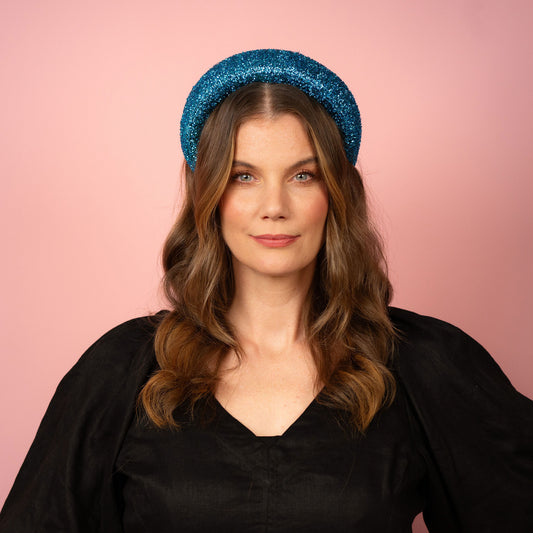 Eve Cobolt Blue Metallic Headband Spring Racing Headpiece