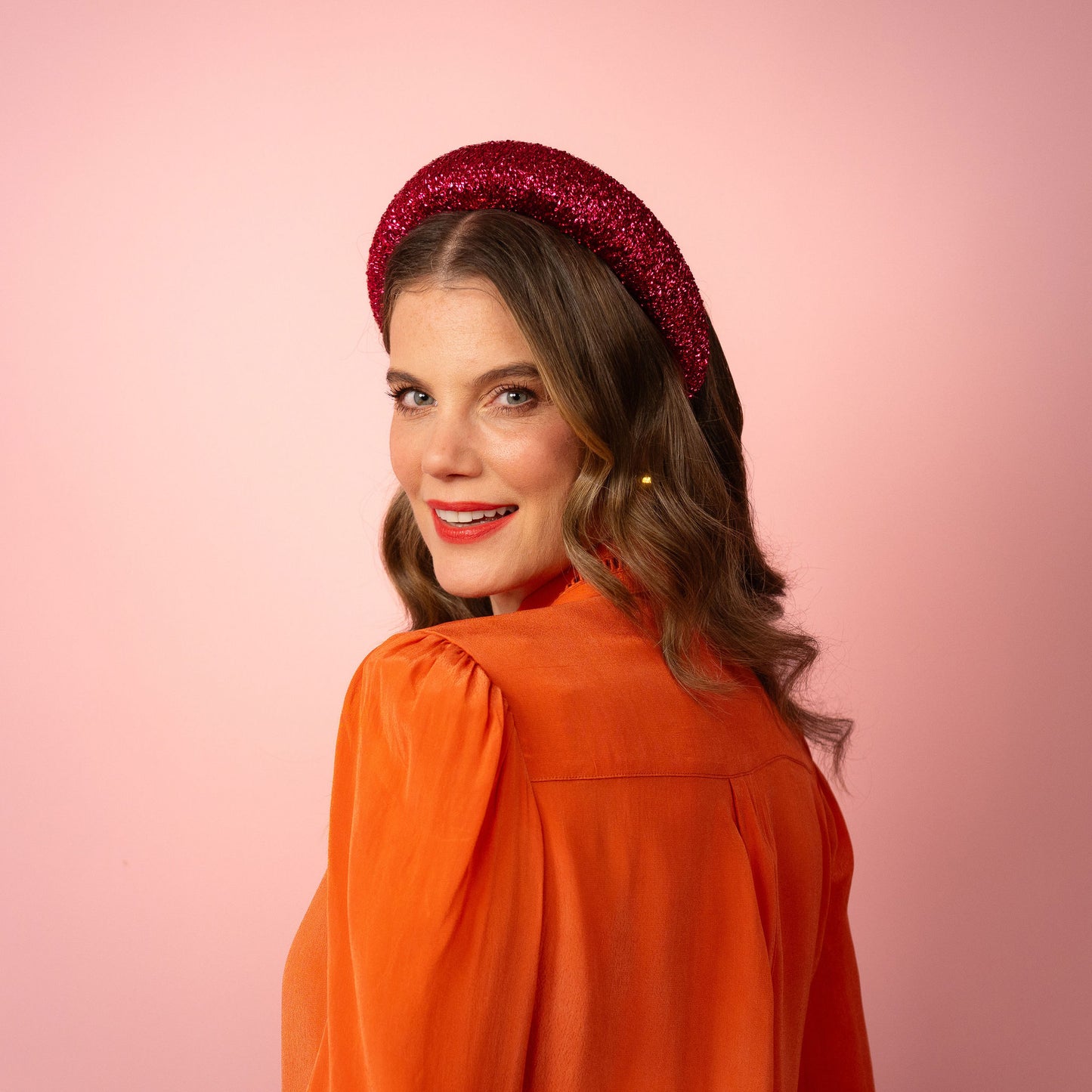 Eve Magenta Pink Metallic Headband Spring Racing Headpiece