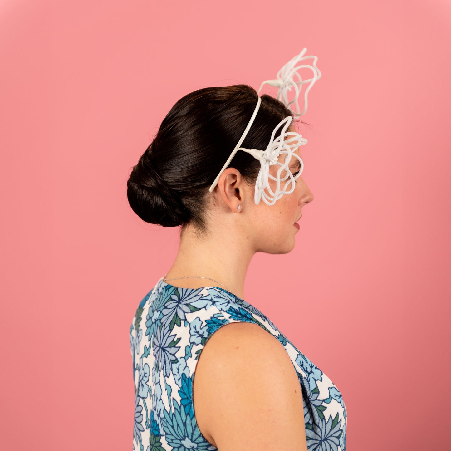 Maya Headpiece with Floating Peonies in White