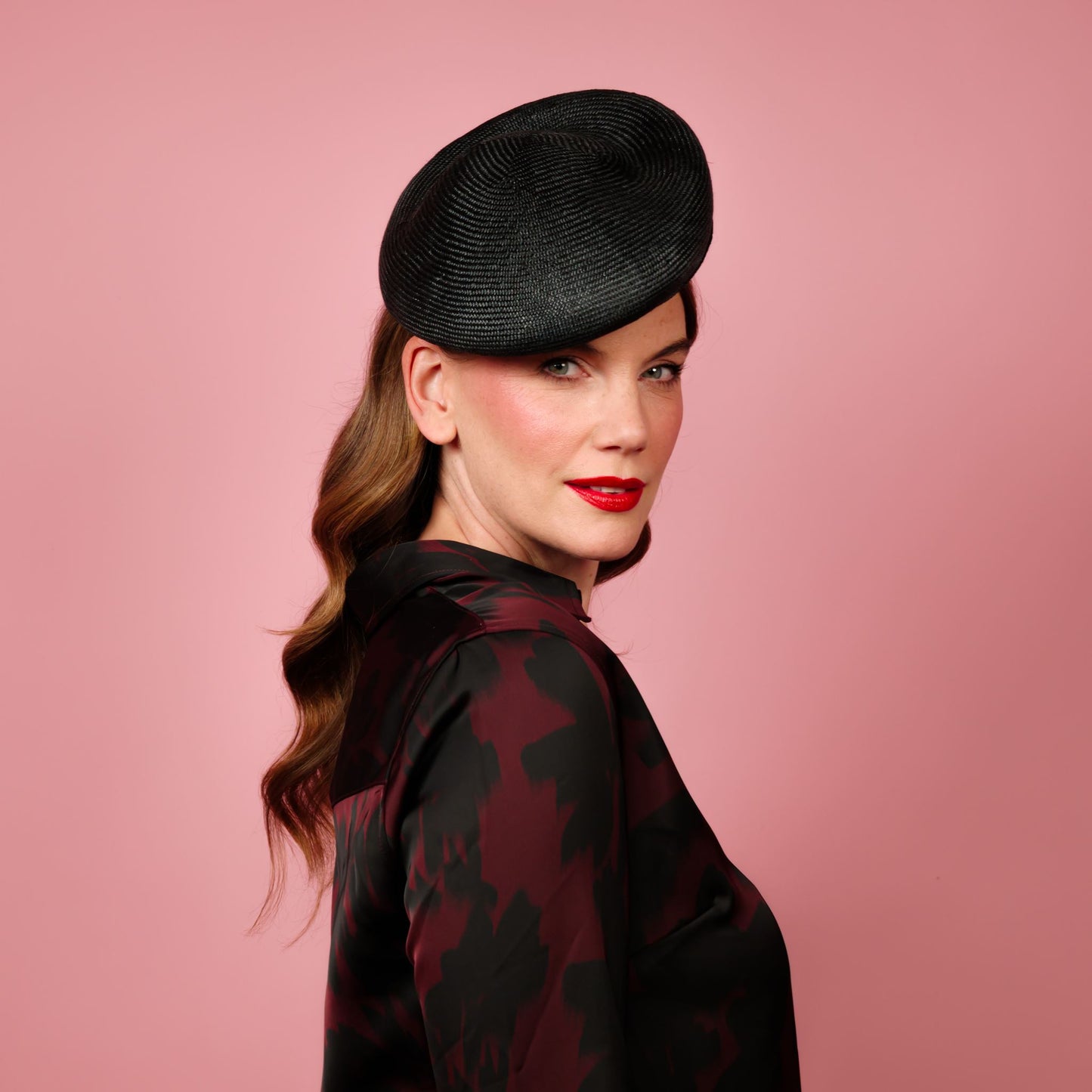 Francesca shaped beret in black straw