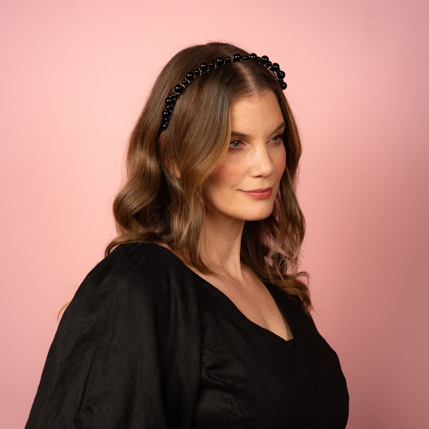 Kitty Headband in black and silver Spring Racing Headpiece