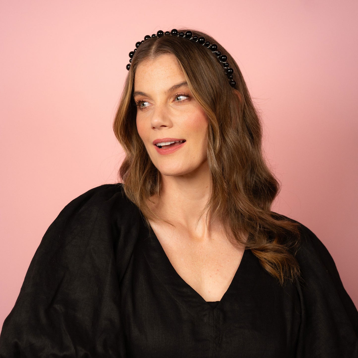 Kitty Headband in black and silver Spring Racing Headpiece