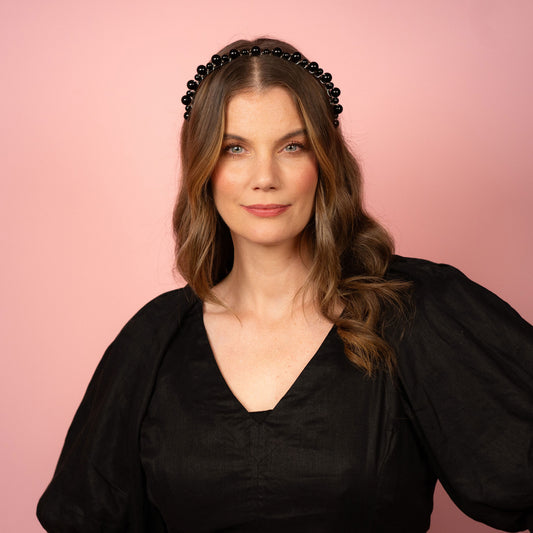 Kitty Headband in black and silver Spring Racing Headpiece