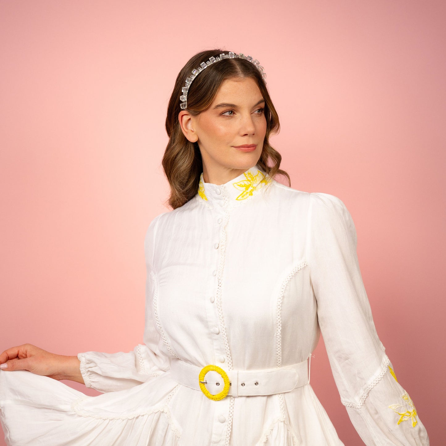 Kitty Headband in crystal and silver Spring Racing Headpiece