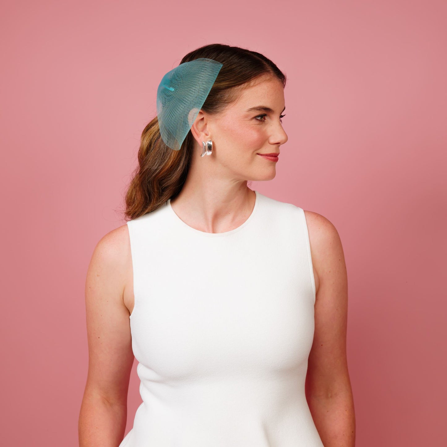 Marni back of the head crinoline bow with comb in blue