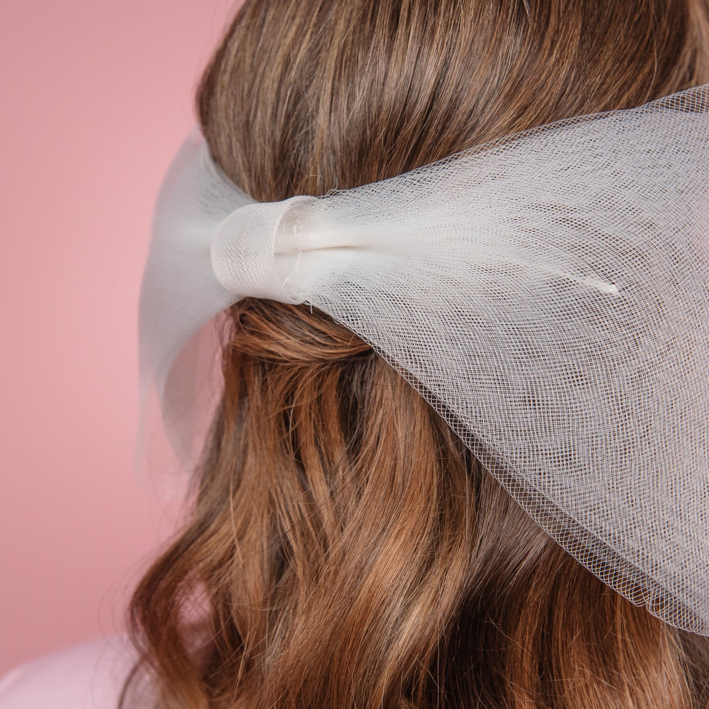 Margot back of the head white crinoline bow with comb Spring Racewear Headpiece