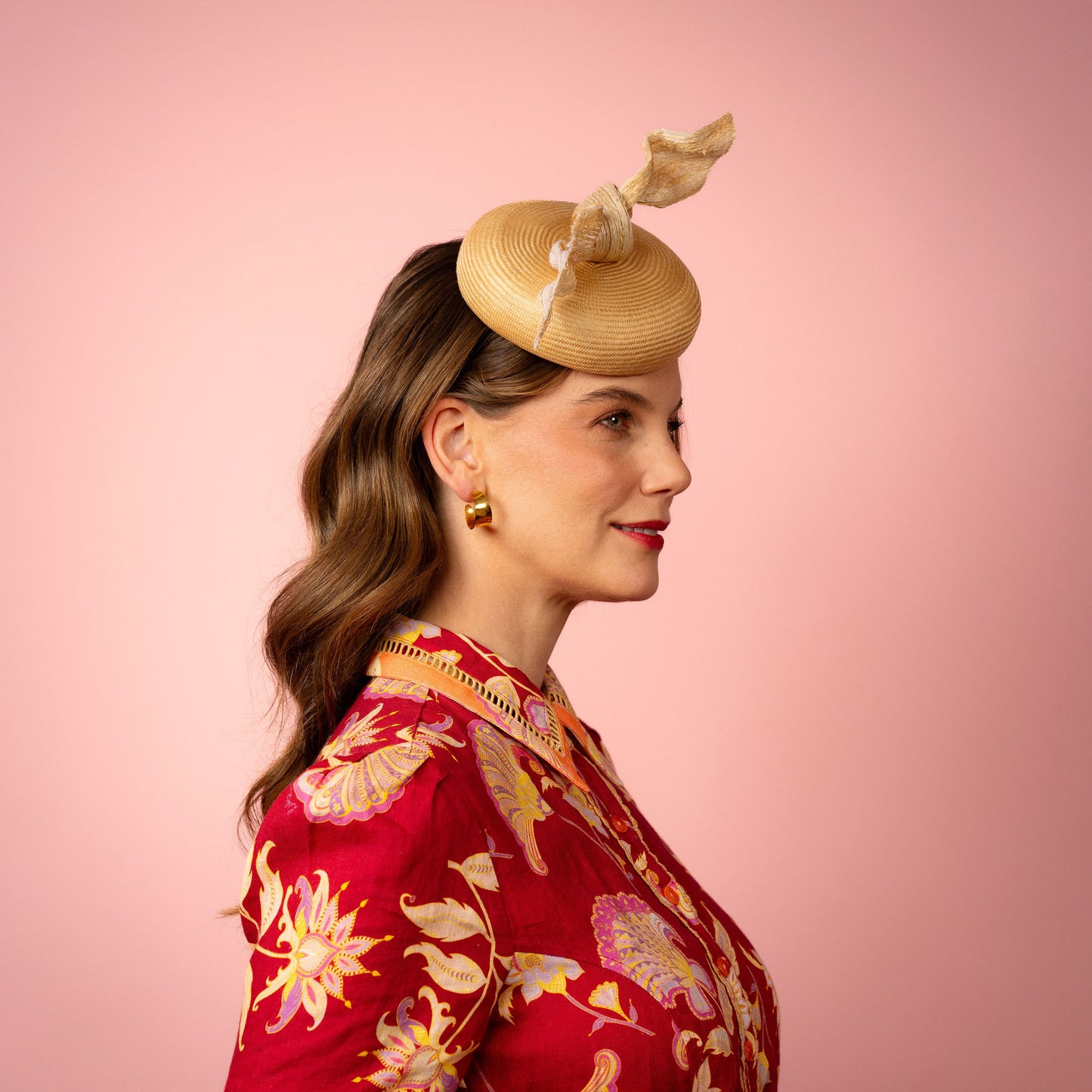 Michelle Beret with knot trim in Cream Spring Racing Headpiece