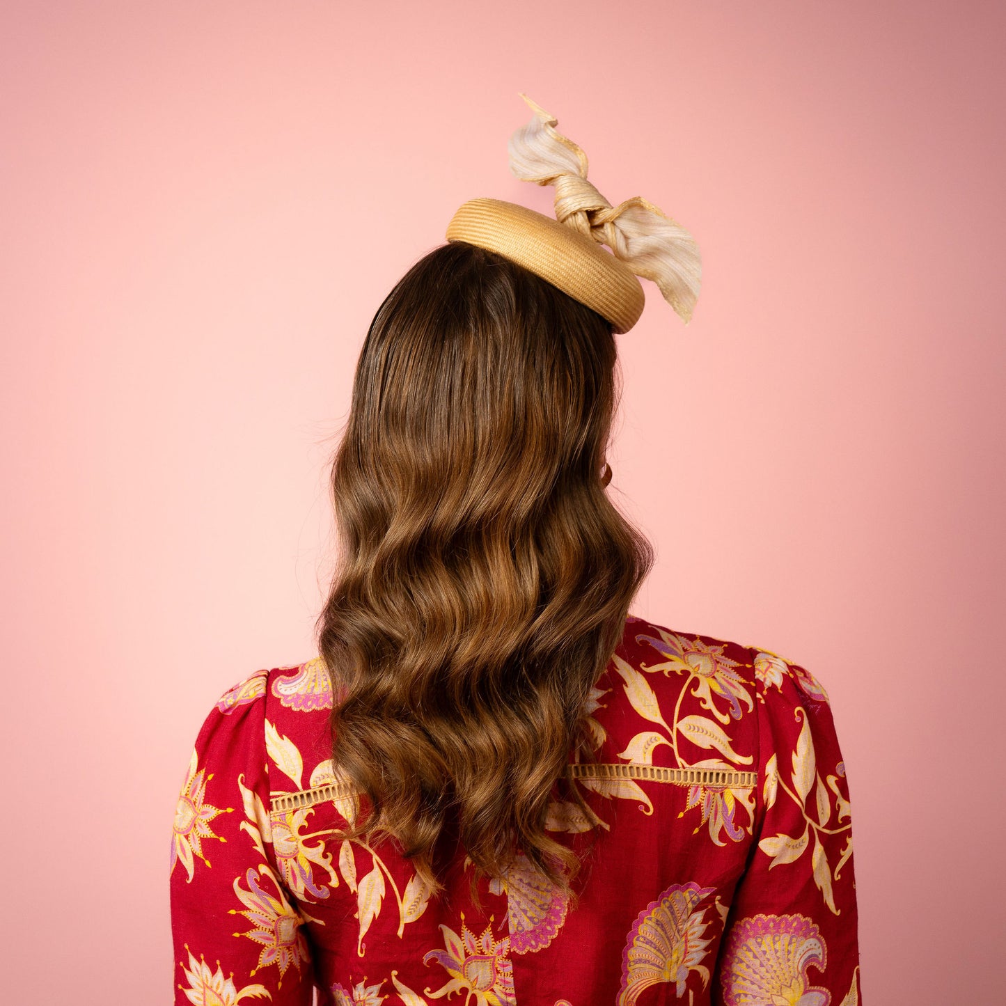 Michelle Beret with knot trim in Cream Spring Racing Headpiece