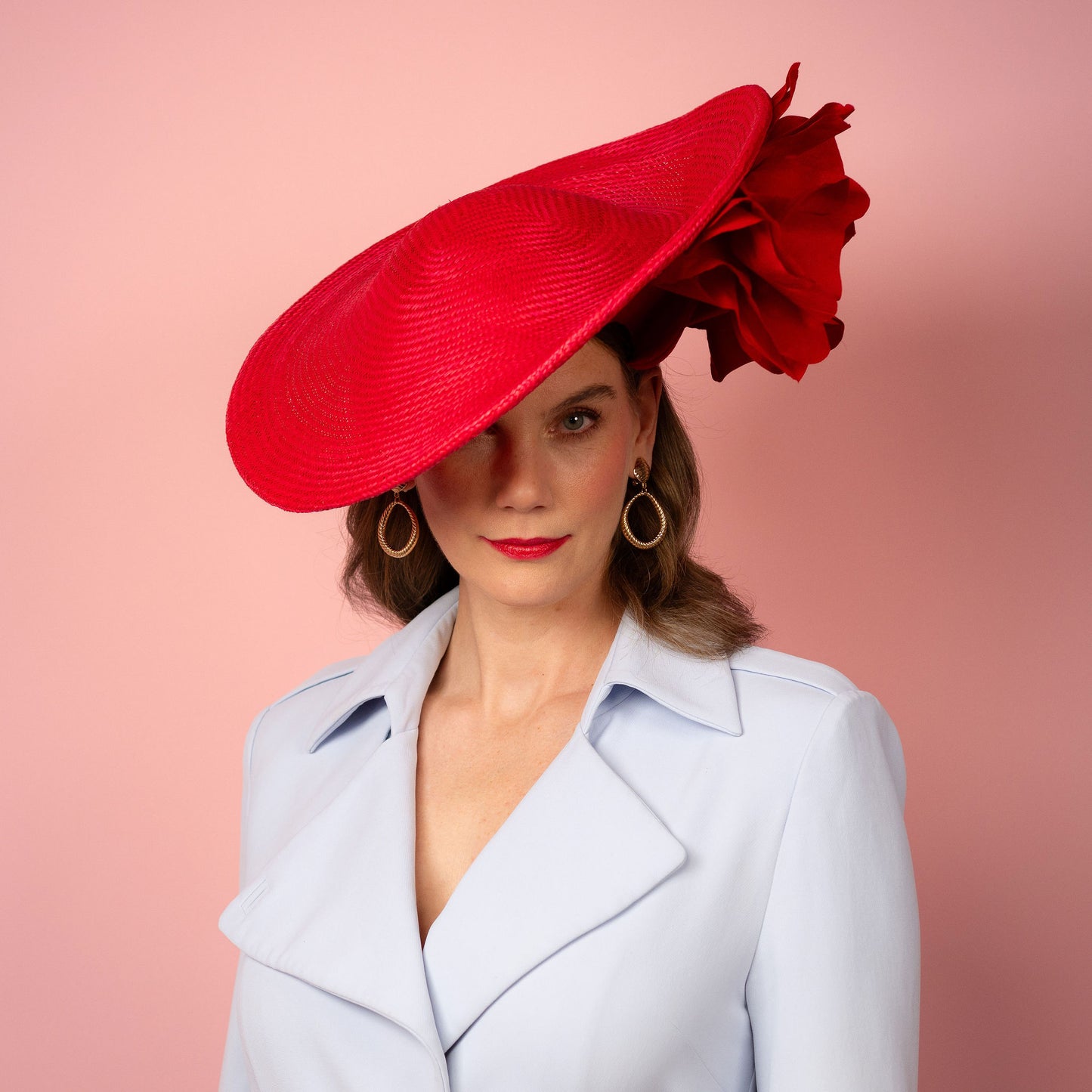Poppy Saucer with silk poppies in red Spring Racewear Headpiece