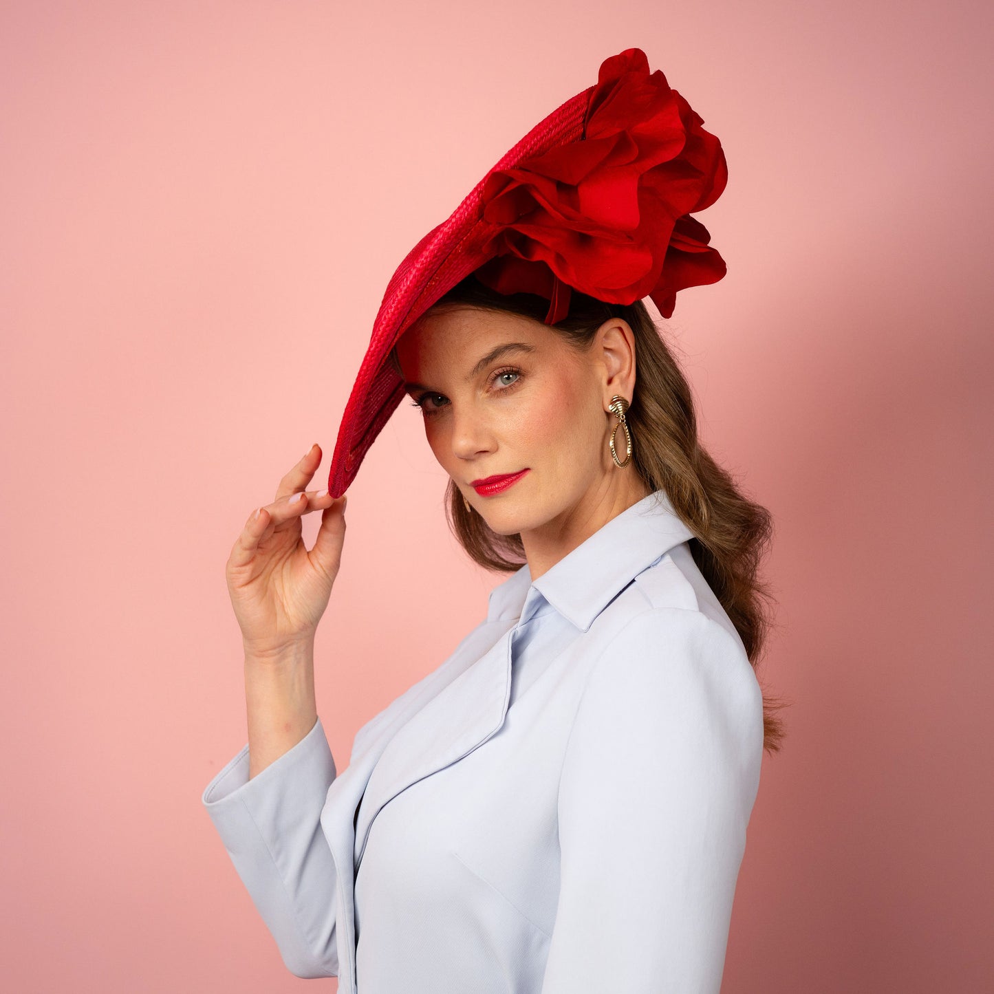 Poppy Saucer with silk poppies in red Spring Racewear Headpiece