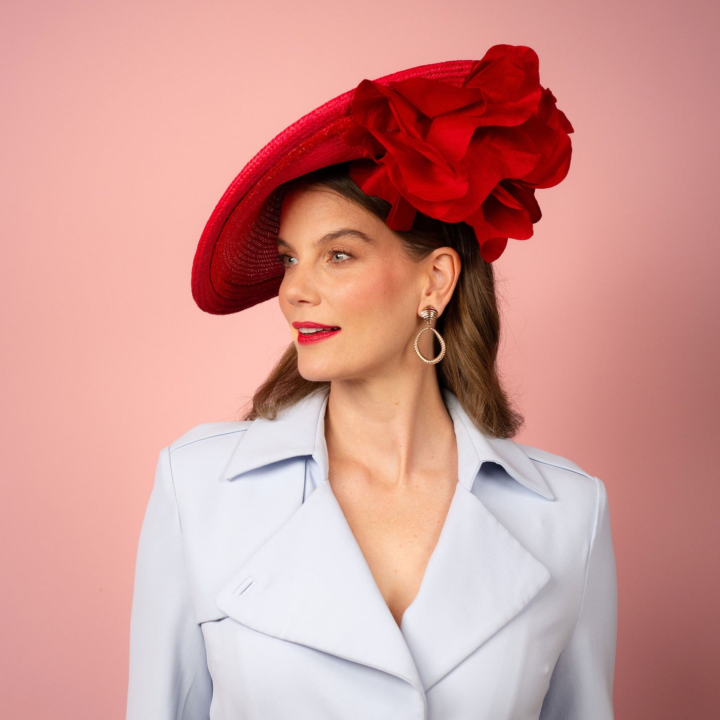 Poppy Saucer with silk poppies in red Spring Racewear Headpiece