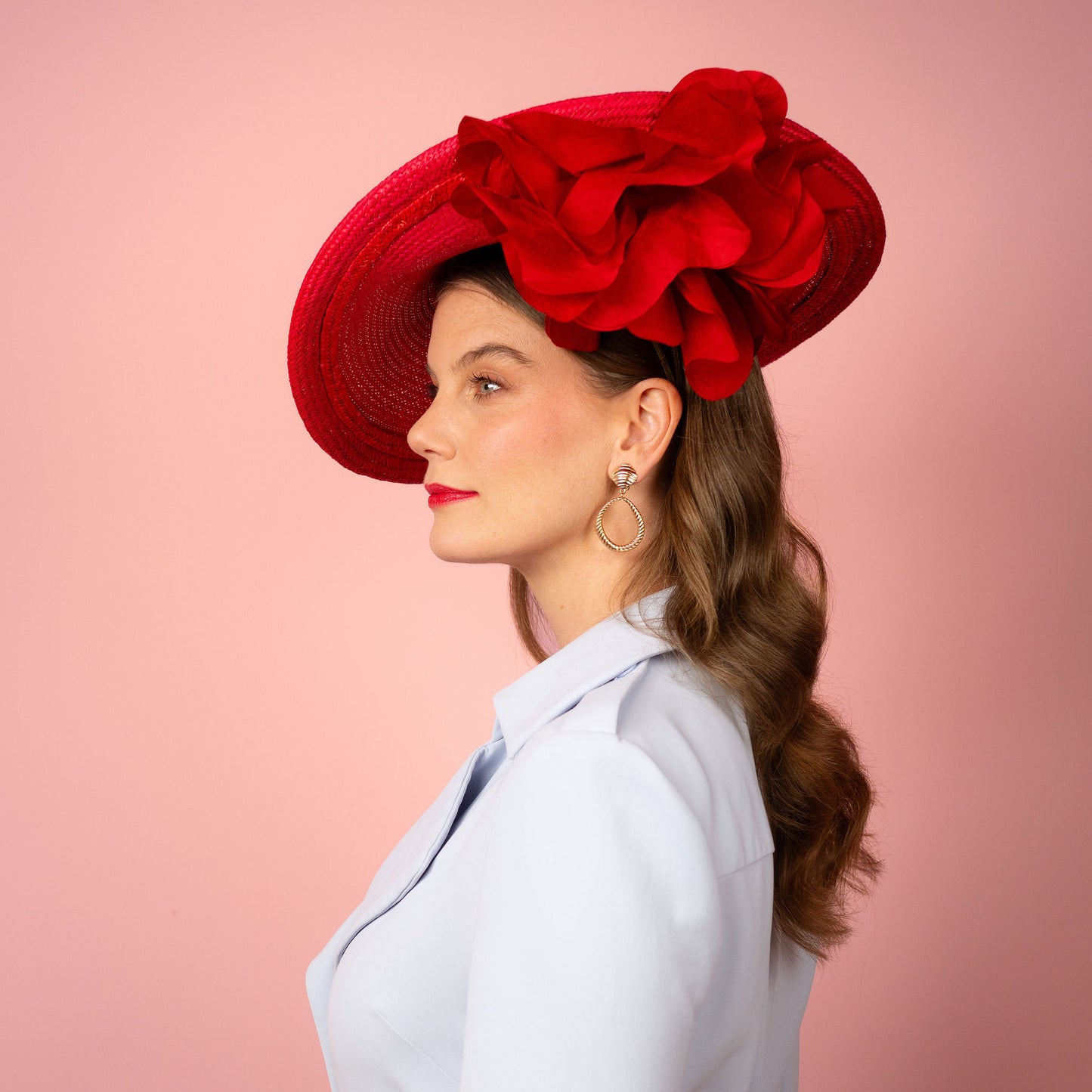 Poppy Saucer with silk poppies in red Spring Racewear Headpiece