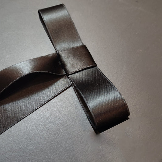 Single Loop Waist Length Satin Bow Luxury Barrette Hair Clip Black Satin