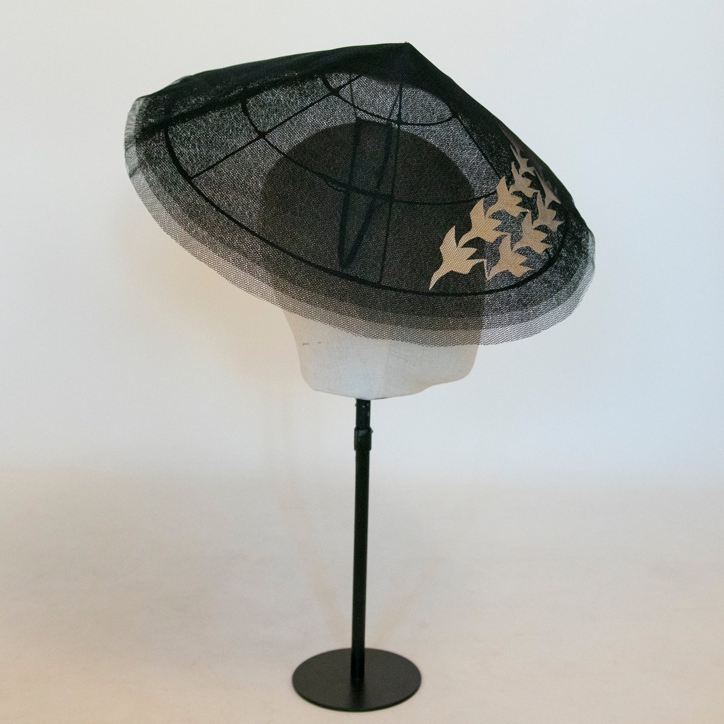 Tesselation in Flight Black Tulle Pitch Shape with Gold Bird Shape