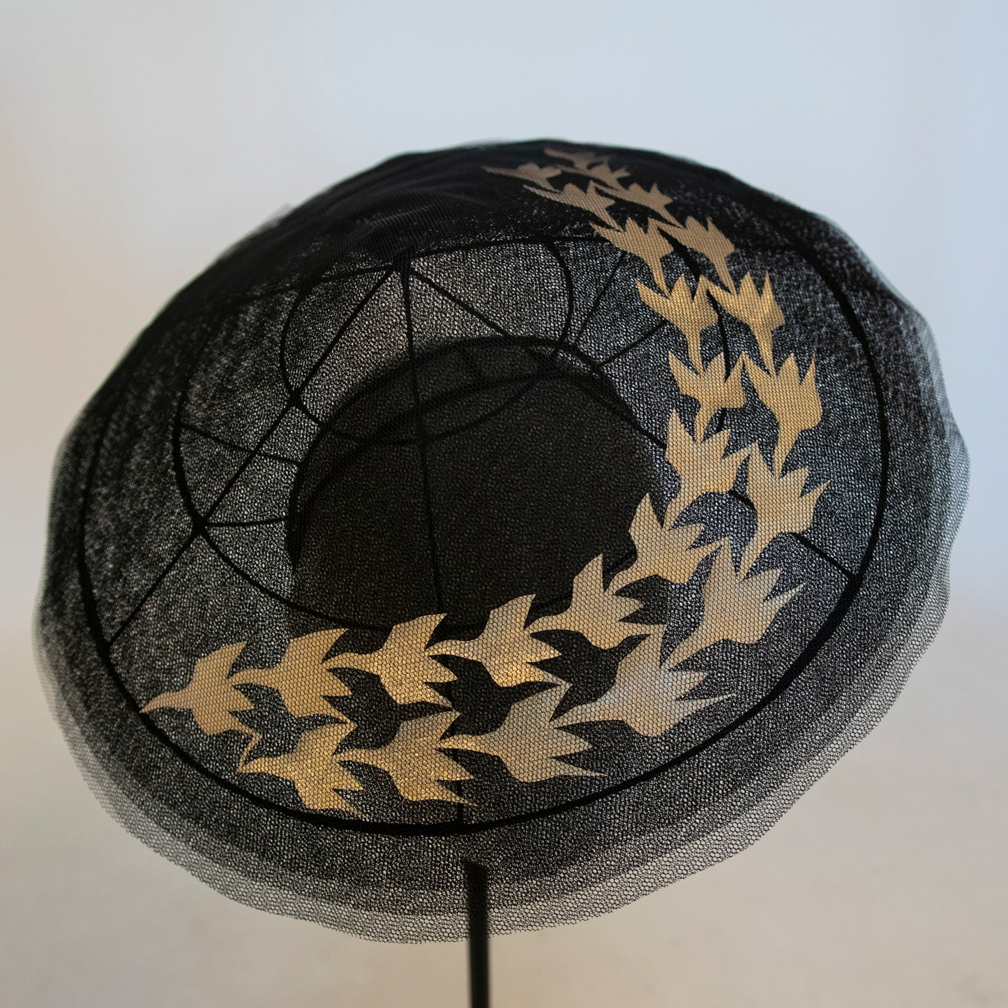 Tesselation in Flight Black Tulle Pitch Shape with Gold Bird Shape
