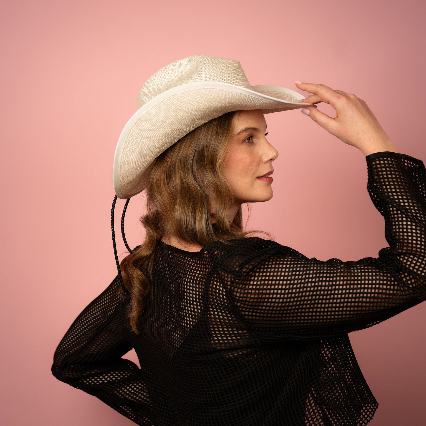 Thea Style Wide Brim hat in Ivory with Black rope trim Spring Racewear Headpiece Spring Racewear Hat