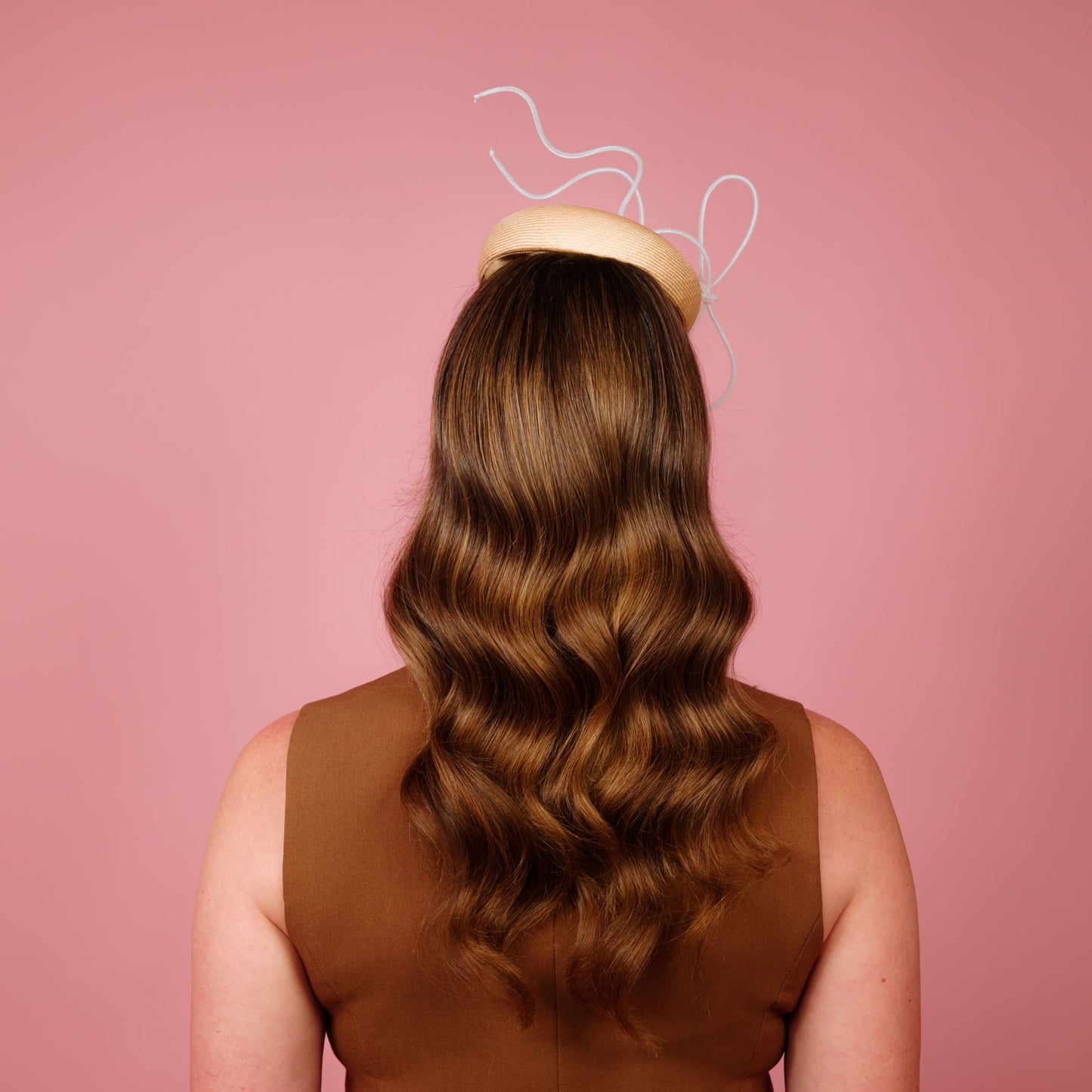Vespa Straw Button Beret with Floating Crinoline Bow