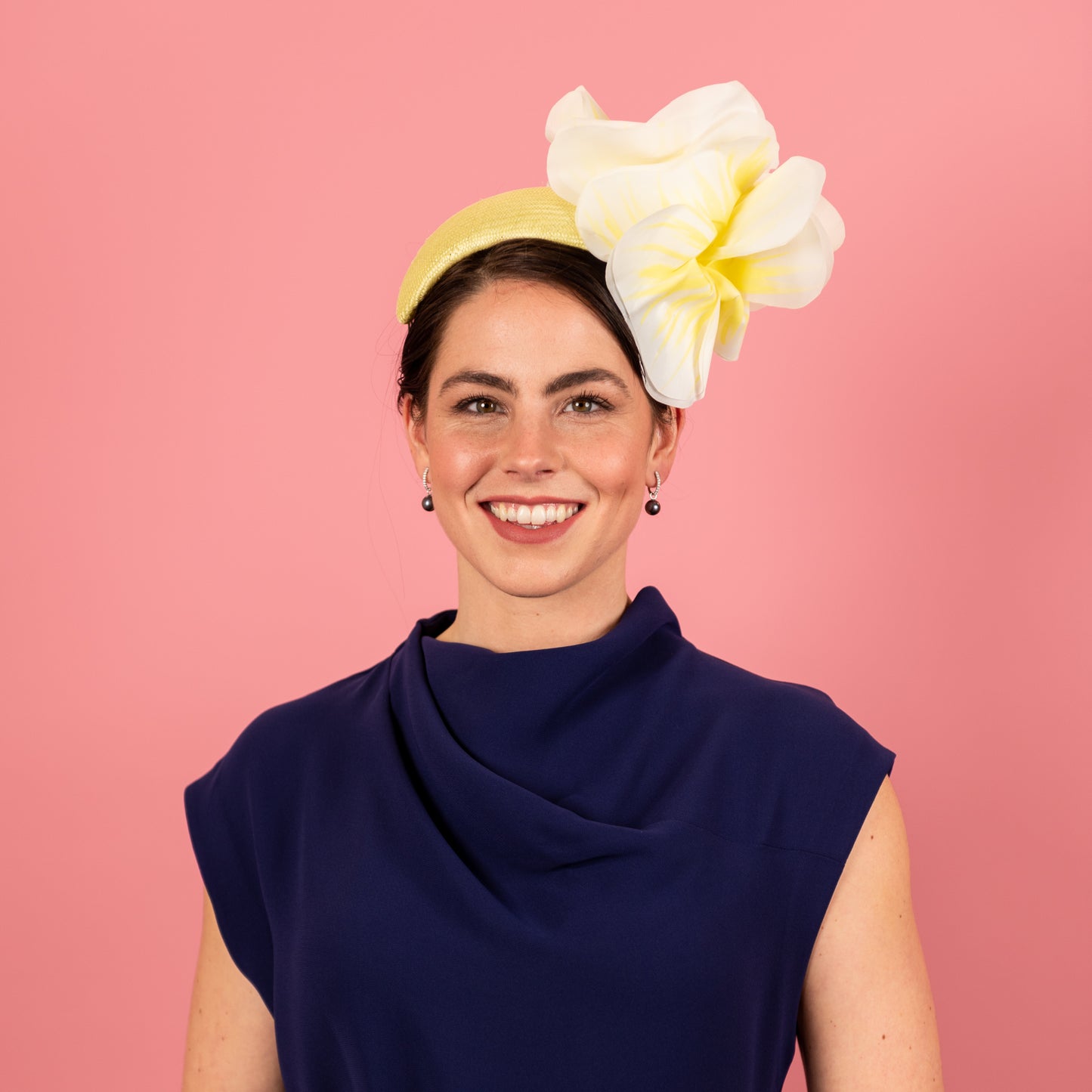 Victoria Headband with Silk Poppy Flowers in Yellow