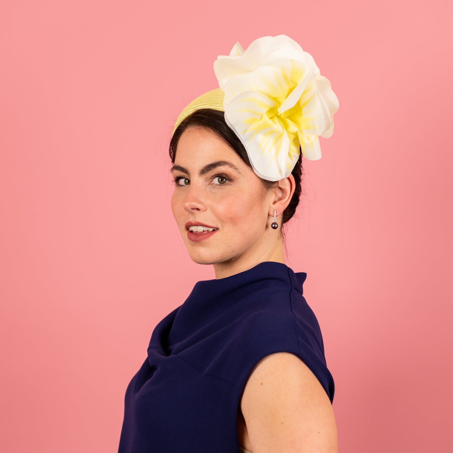 Victoria Headband with Silk Poppy Flowers in Yellow