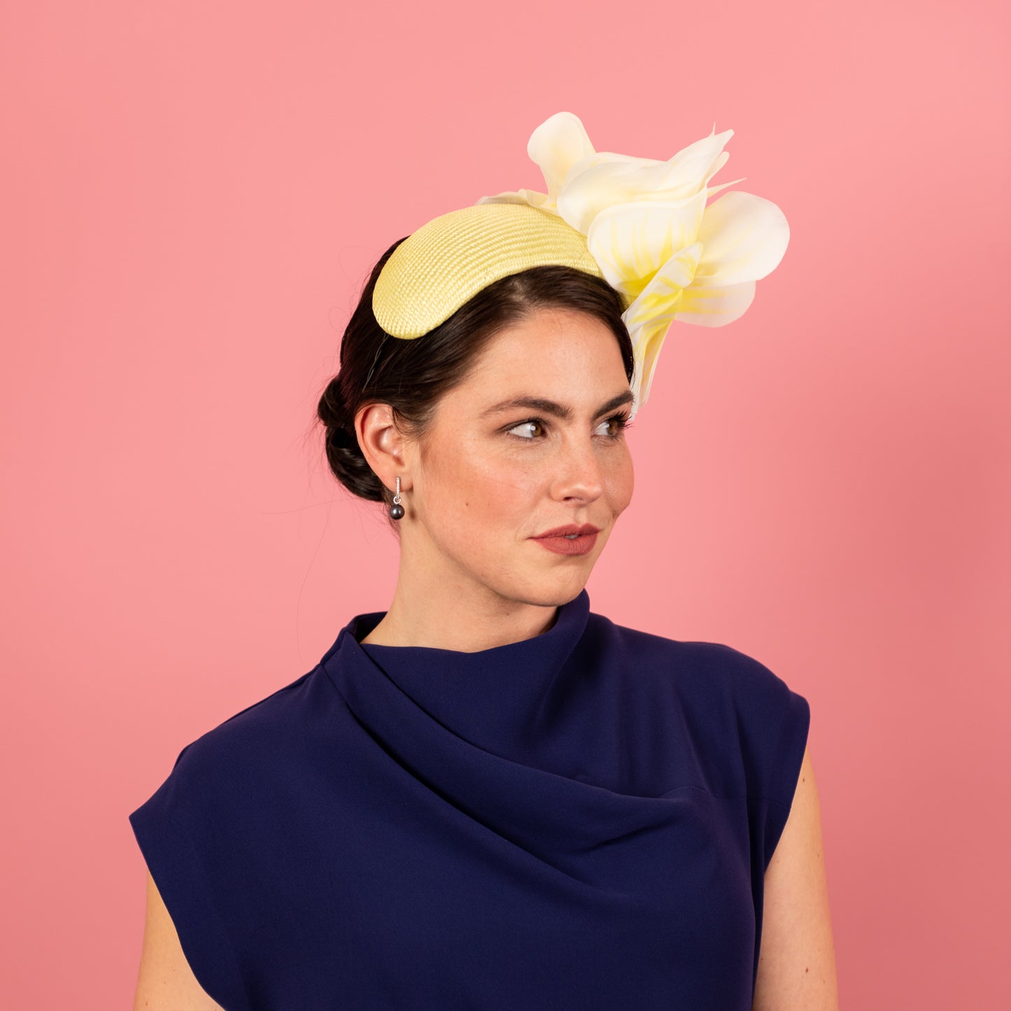 Victoria Headband with Silk Poppy Flowers in Yellow