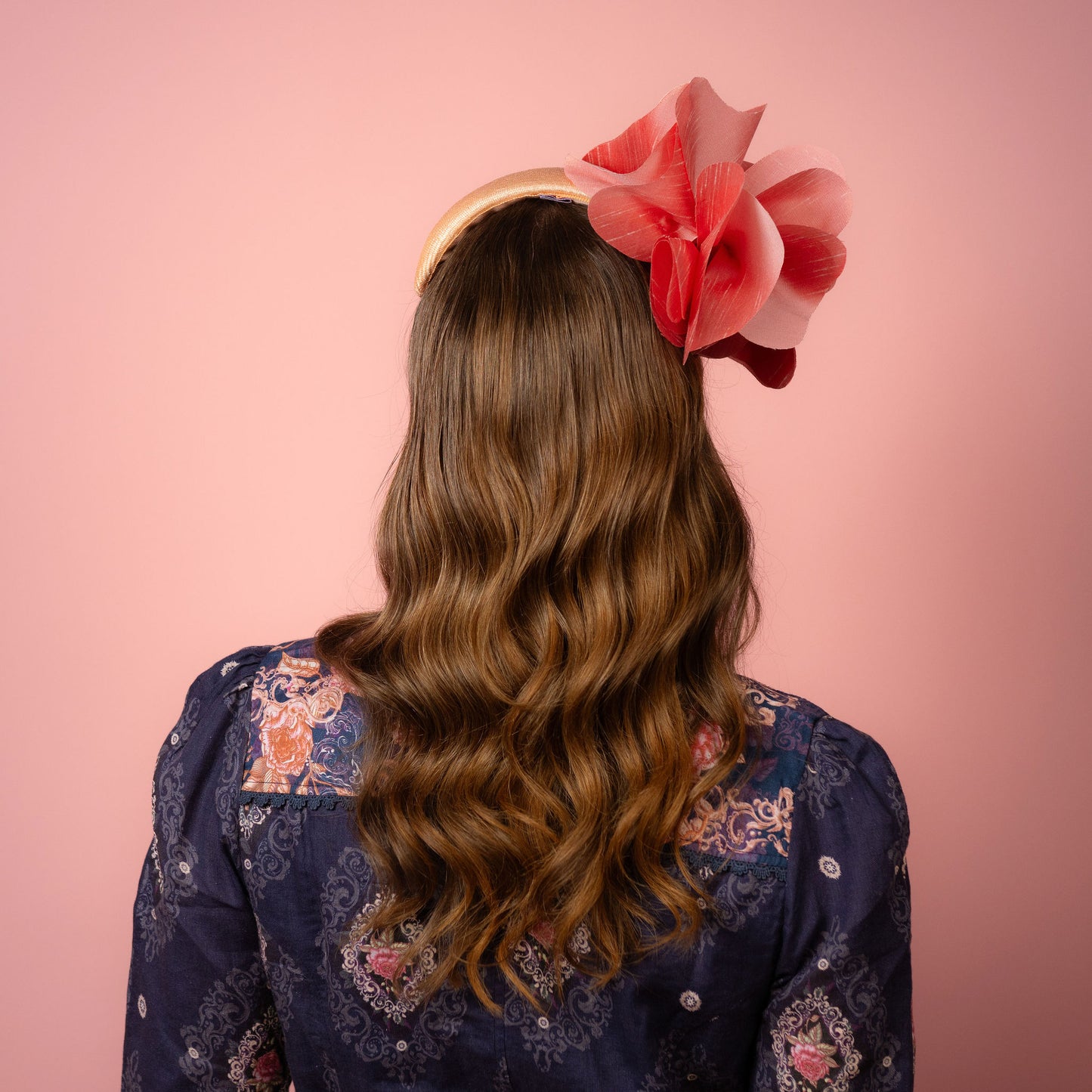 Victoria Headband with Silk Poppy Flowers in Pink Spring Racing Headpiece