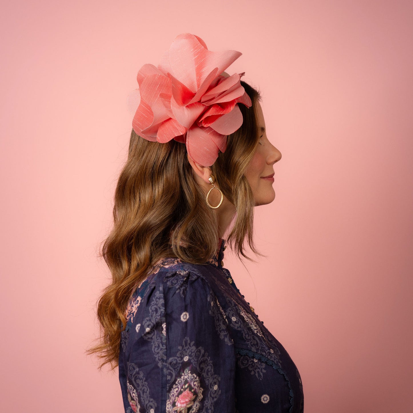 Victoria Headband with Silk Poppy Flowers in Pink Spring Racing Headpiece