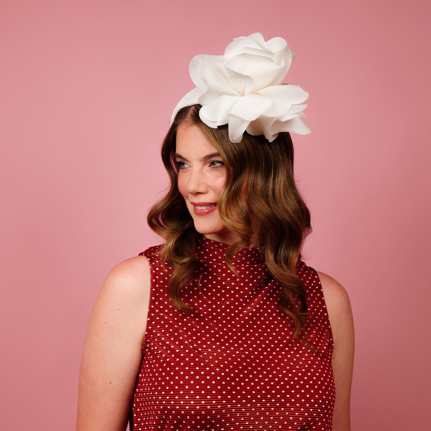 Victoria Headband with Silk Poppy Flowers in White