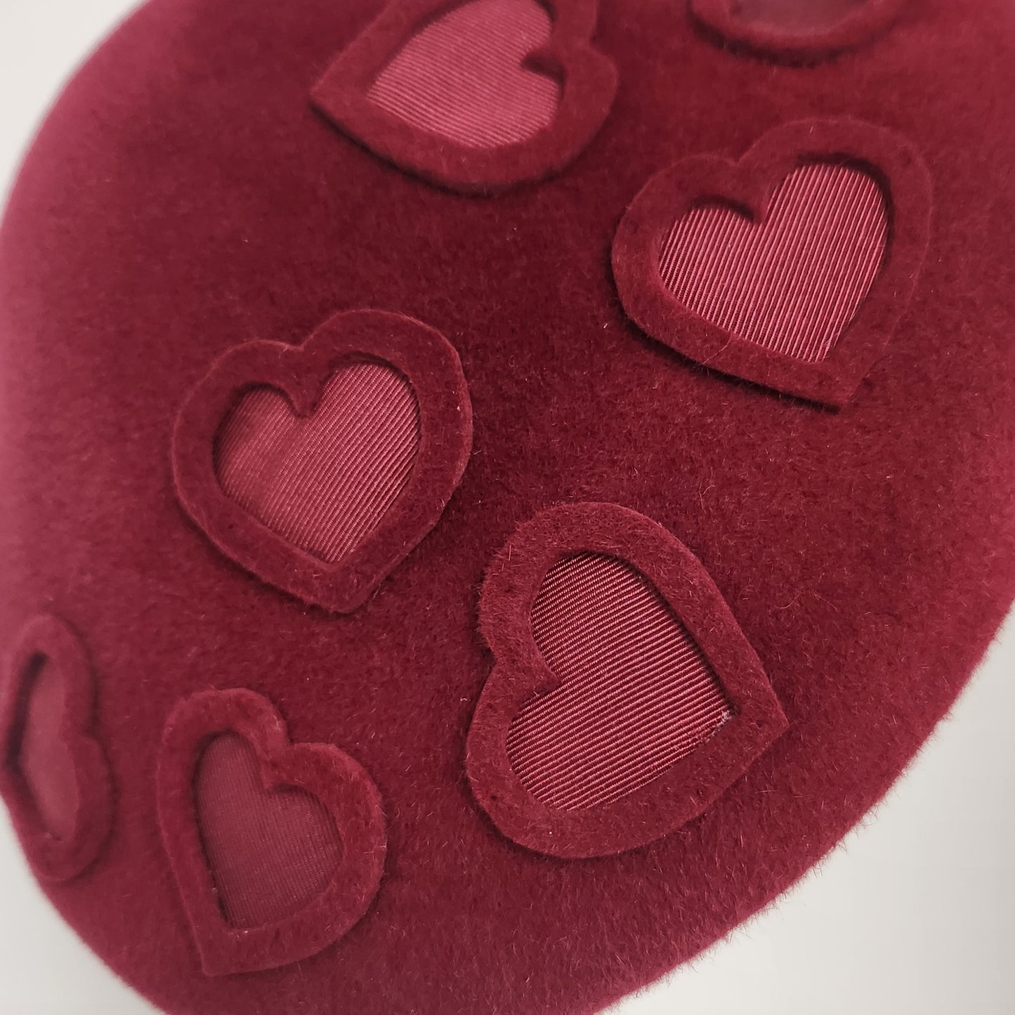 The Heart of Paris red felt beret with heart trim