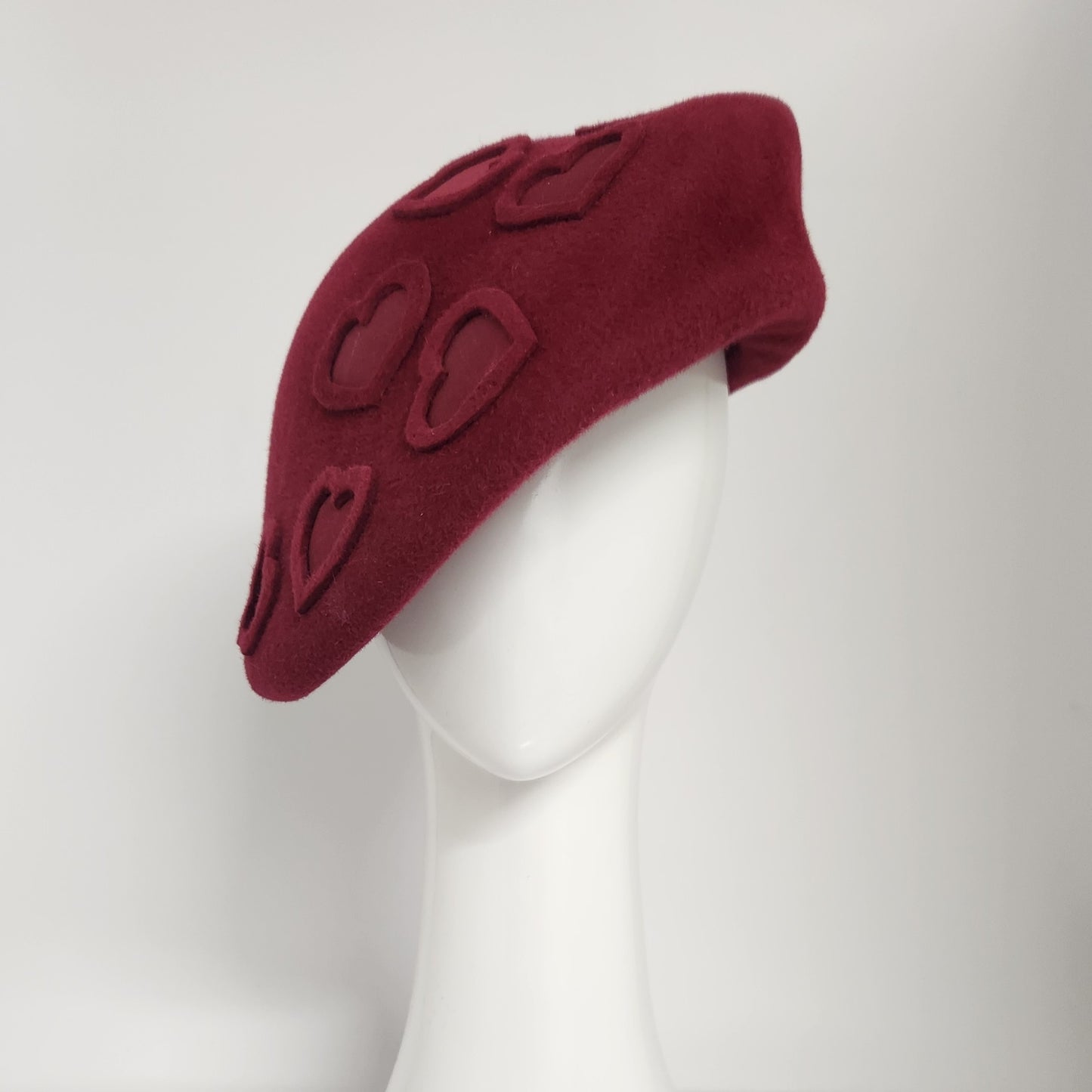 The Heart of Paris red felt beret with heart trim